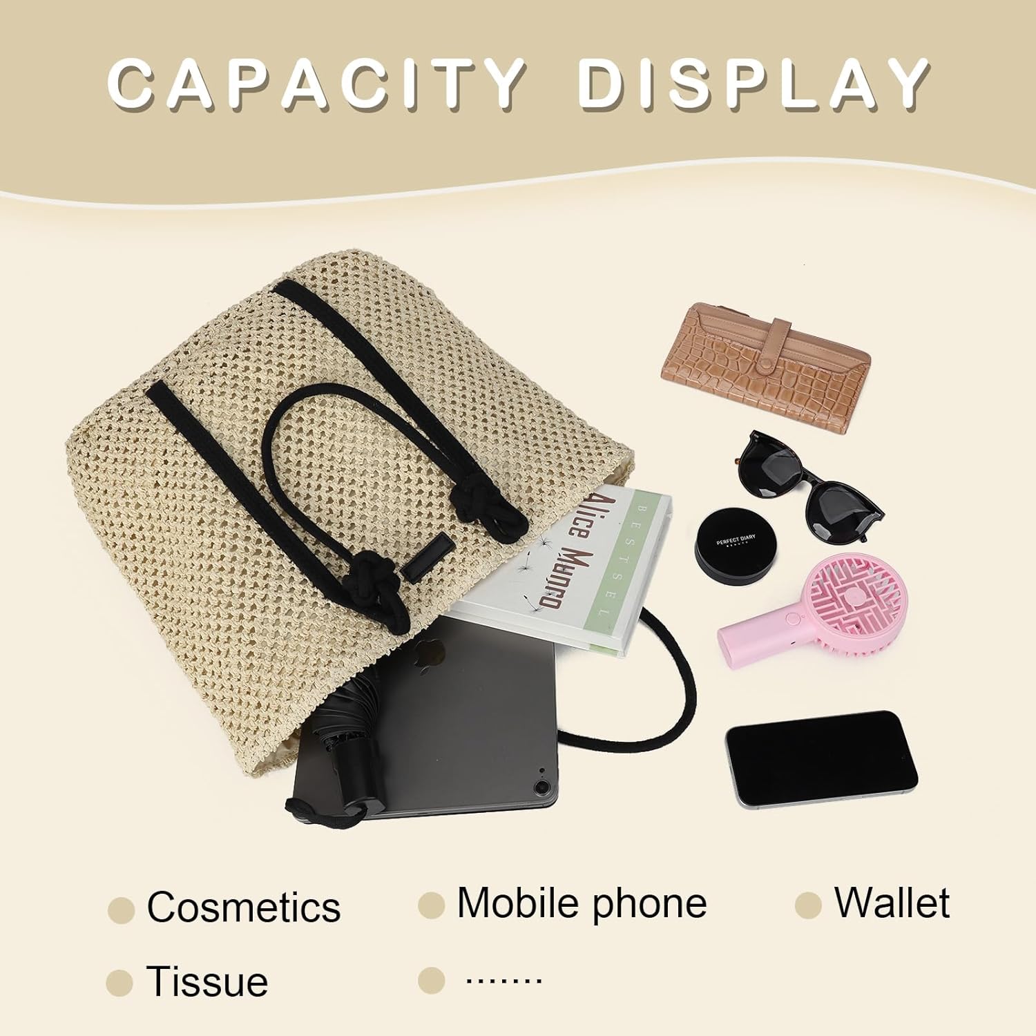 Gladdon Straw Beach Bags for Women Woven Beach Tote Bag Casual Boho Large Shoulder Handbags for Vacation Holiday - Image 6