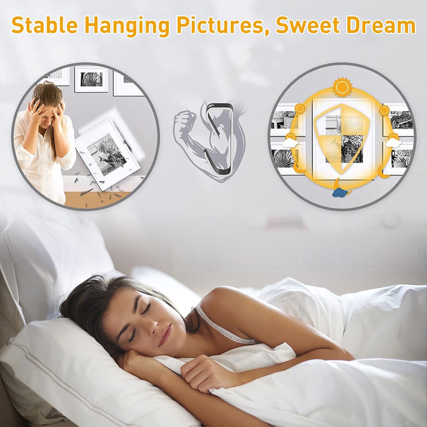 Picture Hanging Hooks, 50 Pcs Heavy Duty 10-50 lbs Picture Hangers Hardware kit with Nails for Picture Frame, Canvas, Mirror Hanging Decoration