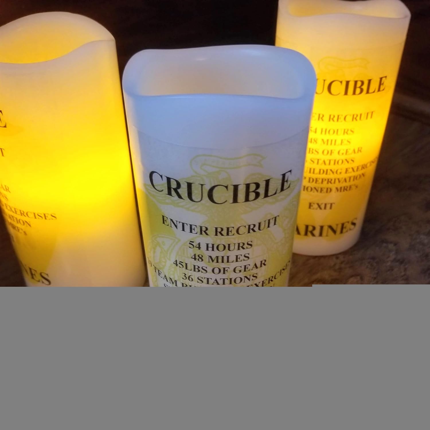 Crucible Candle-Yellow Footprints and EGA Marine Corps Personalized