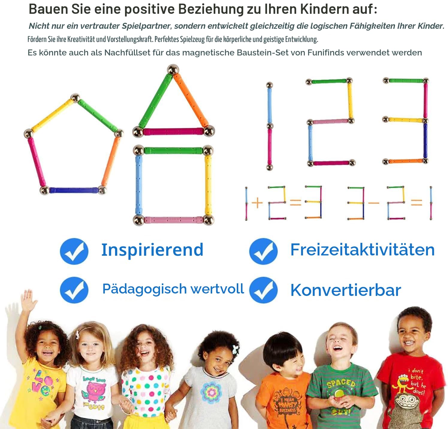 161 Stück Magnetische Stöcke Blöcke, Magnet Bildungsspielzeug Magnetische Bausteine Sticks Stapeln Spielzeug STEM Set, Nicht giftiges Gebäude Spielzeug 3D Puzzle mit Aufbewahrungstasche