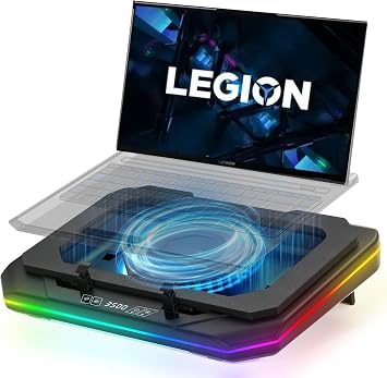 Cooling Pad for Lenovo Legion Slim 5 16ARP9 Gaming Laptop Cooler with Powerful Turbo Cooling Fan Can Fast Cooling CPU+GPU 40C, Variable Speed,6 RGB Light Mode,Touch Control, LCD Screen, 3 USB-A Port