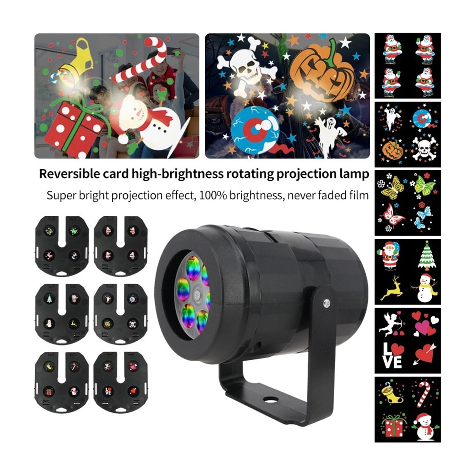 Proyector de luz, proyector holográfico de Halloween, Luces de Fiesta de Navidad, proyector de Copos de Nieve, luz LED giratoria con patrón navideño, iluminación navideña para Exteriores, de