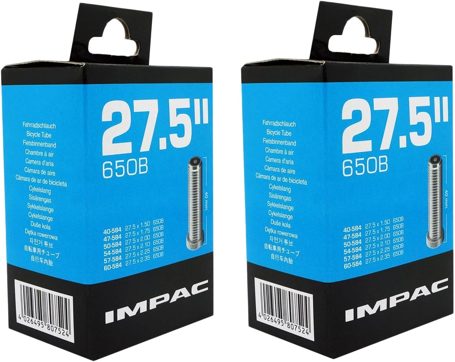 27.5" x 1.75-2.35 Mountain Bike Inner Tubes - Schrader Valve (Pair)