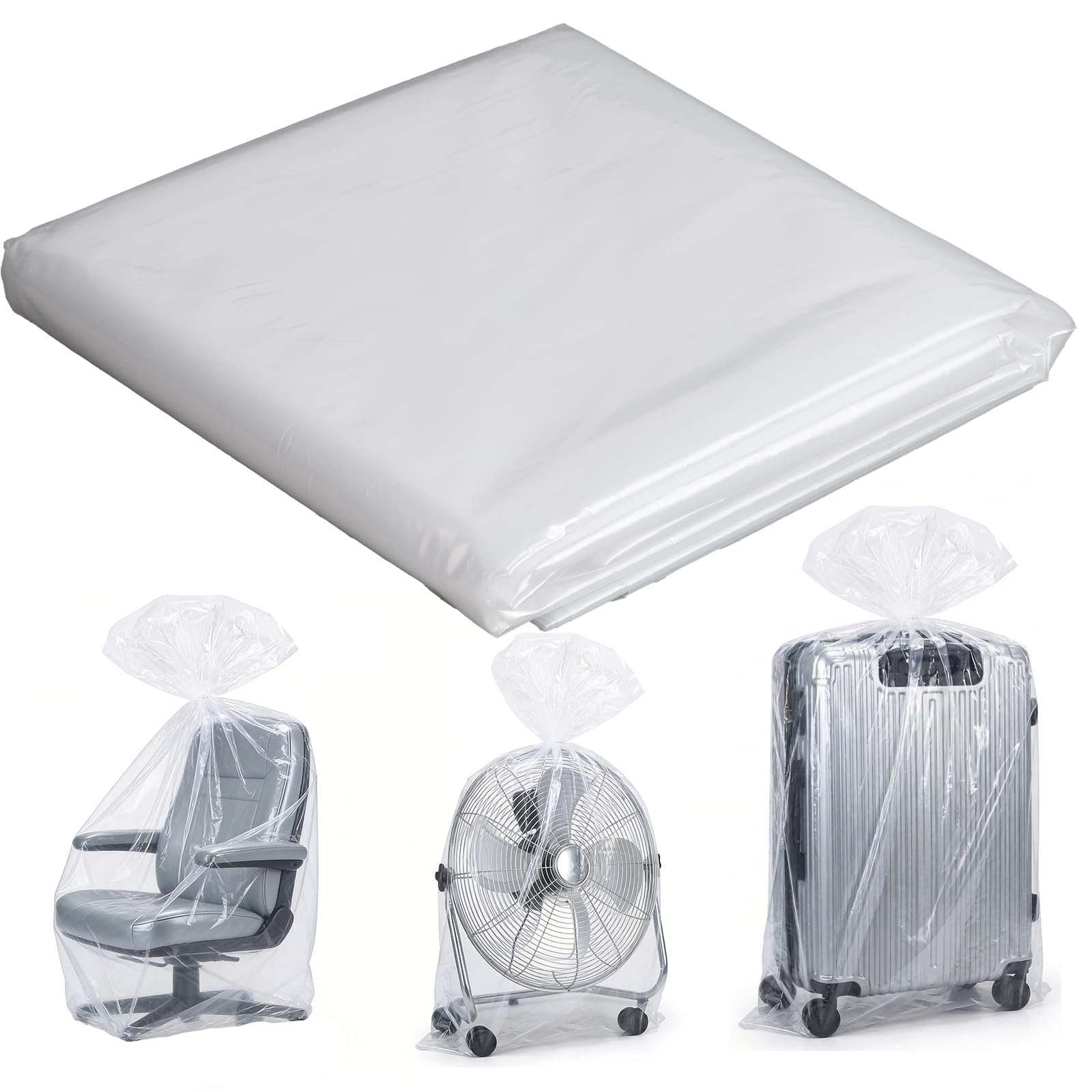 Extra Large Clear Plastic Storage Bags, 4 Pcs 100x150cm Large Storage Bags, Waterproof Dustproof Large Plastic Bags for Clothes Luggage Suitcase Quilts Furniture Blankets Plush Toys Chair