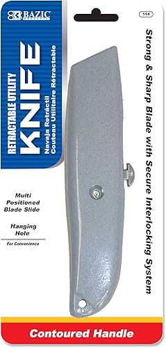 Miniatura 1 de BAZIC - Cortador de cuchillos utilitarios, hoja retráctil multiusos para cajas de cartón, cajas de oficina y hogar, 1 paquete