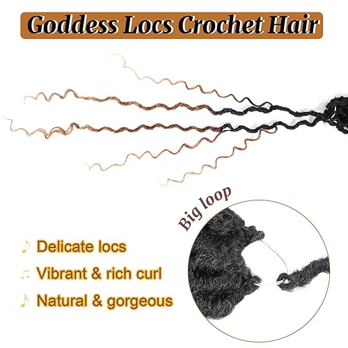 Miniatura 10 de Goddess Locs - Cabello de ganchillo de 22, 18, 16, 14, 12 pulgadas, pelo sintético de ganchillo para mujeres negras, 6 paquetes de rastas bohemias