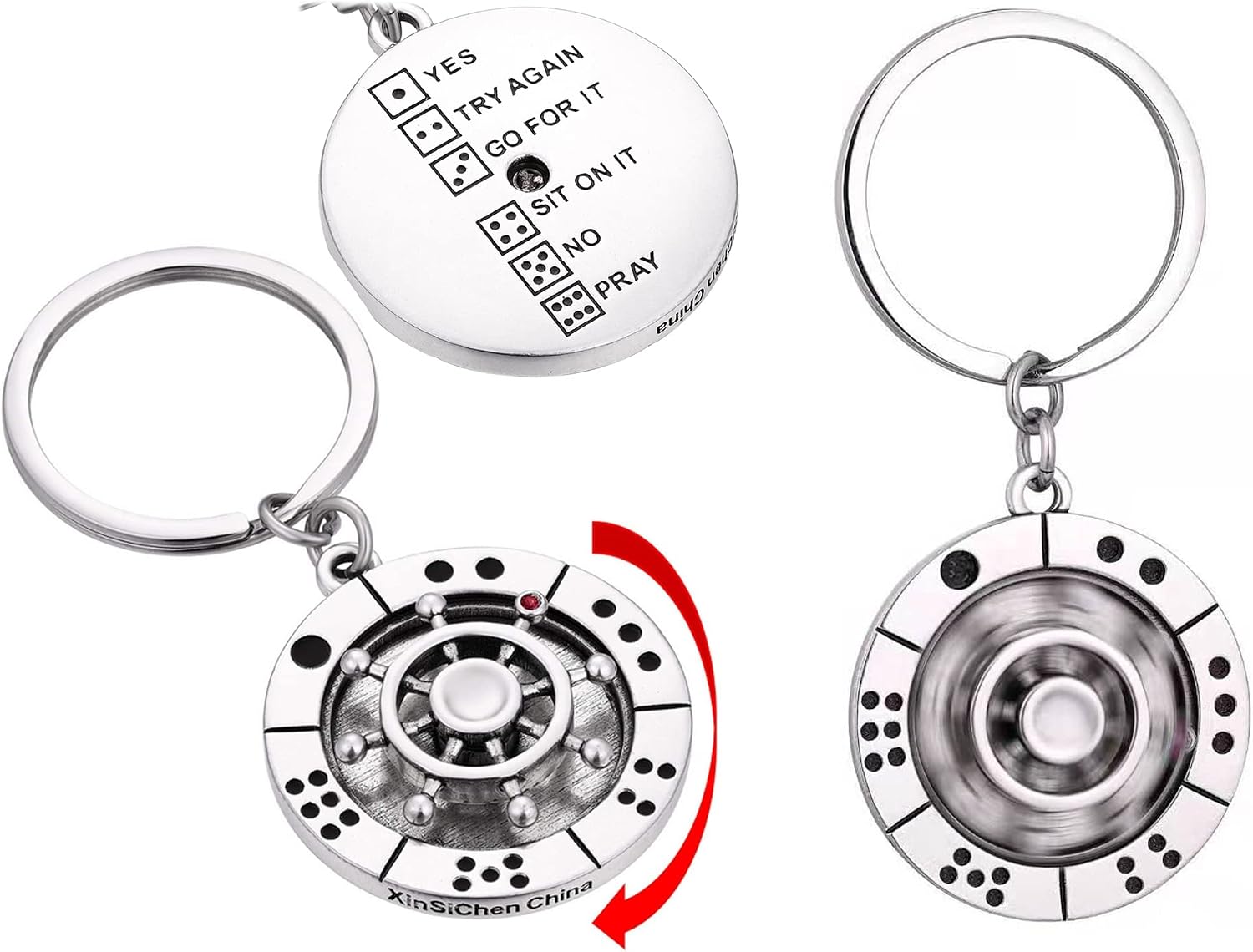 Dice Roulette Toy, Metal, Hand Spinner, Board Game, For Kids, Keychain, Stylish, Adults, Fun, Dice, Popular, Killing Time, Spinner, Stress Relief, Key Ring, Stylish, Womens, Mens Pack of 1