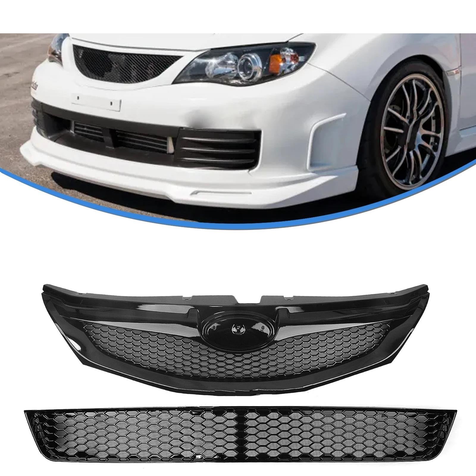 Per Subaru Per Impreza WRX STI 10th 2008-2011 Griglia Anteriore Superiore E Inferiore A Maglie(Glossy Black)