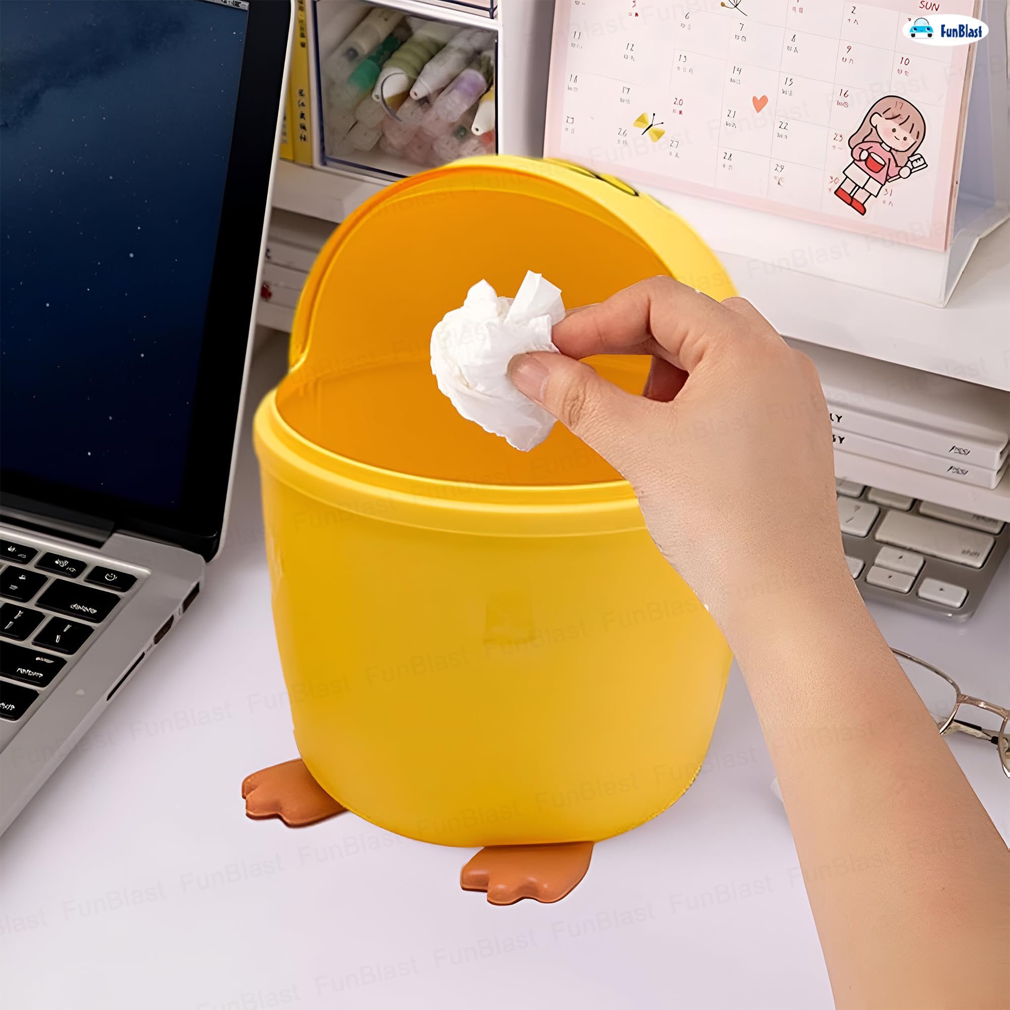 FunBlast Mini Desktop Dustbin - Swing Lid Trash Can -6