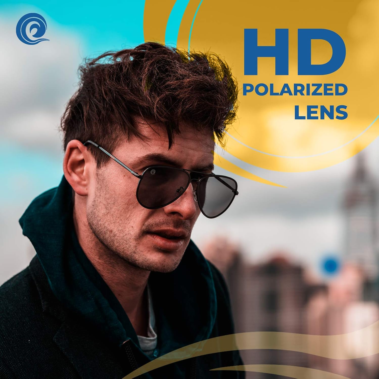 Woosh Mirrored Classic Polarized Lightweight UV400 Aviator Sunglasses for Men & Women - Golf, Hiking & Great Lifestyle Look Grey Lens - Black Frame (Shadow) image 8 of 9 B0CV5V9DP8