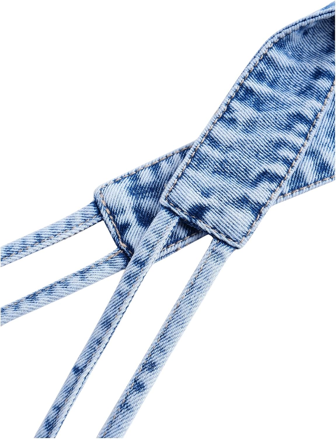 SHENHE Women's Denim Halter Top Tie Backless Triangle V Neck Sexy Jean Crop Top Country Western Bustier - Image 4