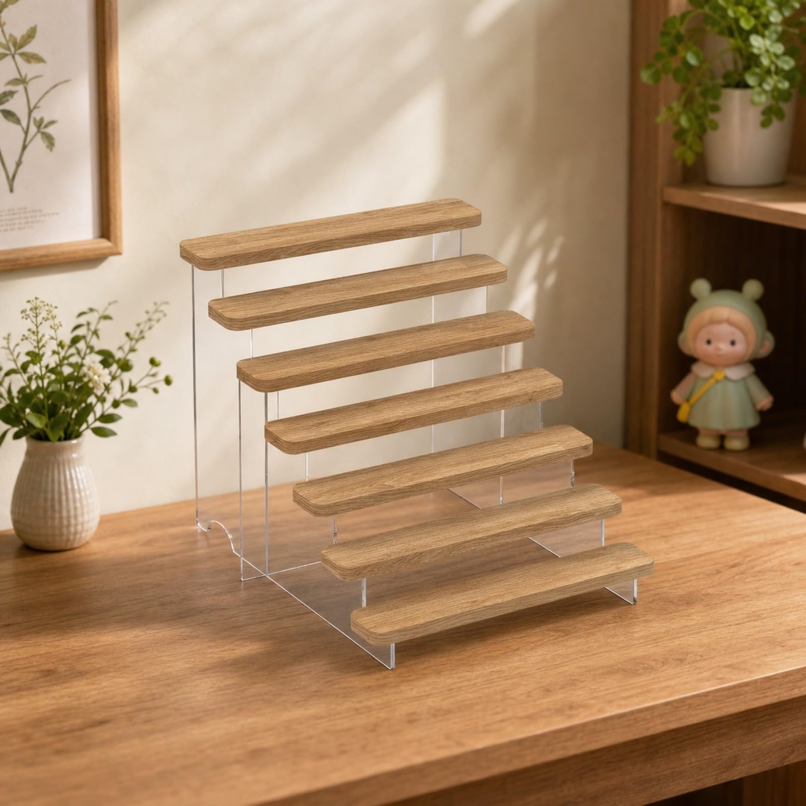 Étagère à Gradi En Bois Acrylique Robuste Support D'affichage Suppor En Acrylique Traparent Présentoir n à Étages , 10 Niveaux