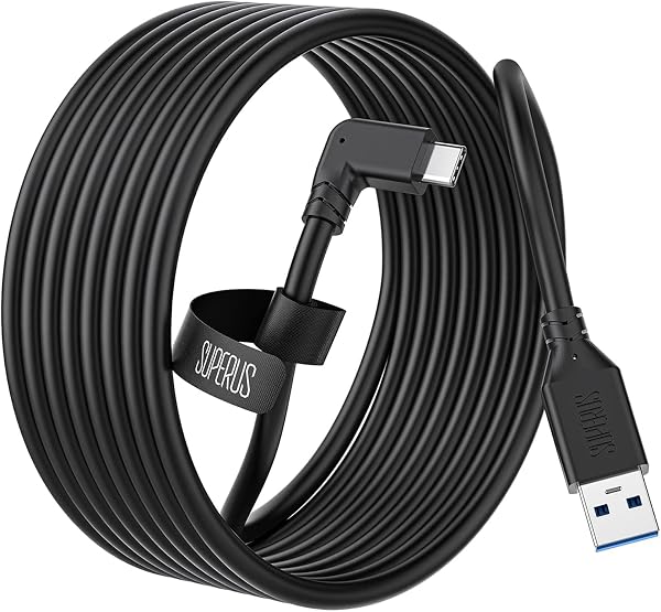 SUPERUS Link Cavo per Oculus/Meta Quest 2/Quest 1, 3M USB 3.0 to USB C Cavo Link, Trasferimento Dati ad Alta Velocità & Cable di Ricarica, Accessori per Headset VR per Gaming PC/Steam VR - 1