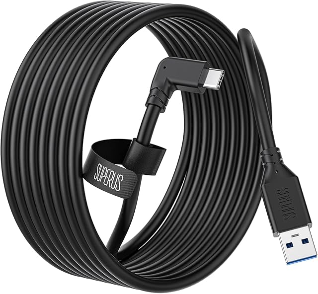 SUPERUS Link Cable 3M Compatible with Oculus/Meta Quest 2/Quest 1, USB 3.0 to USB C Charger Cable, High Speed Data Transfer & Charging Cable, Accessories for VR Headset Gaming PC/Steam VR