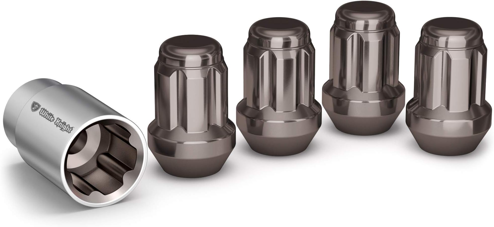 White Knight M12x1.5 Thread Lug Nuts for Aftermarket or Factory Wheels - 4 Black Pearl Lock Nuts & Key - Bulge Acorn Locks - Carbon Steel for Durable Construction & Easy Installation - 40700SPBT