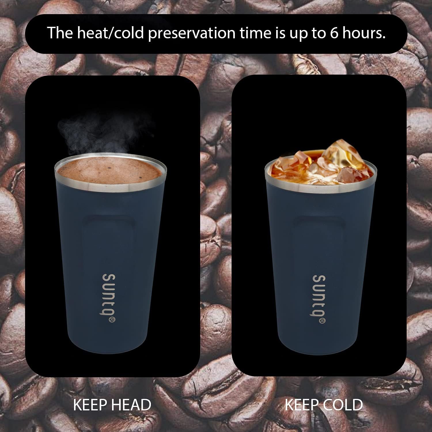 SUNTQ Reusable Coffee Cups Travel, Coffee Travel Mug with Leakproof Lid, Thermal Mug Insulated Cup - Image 5