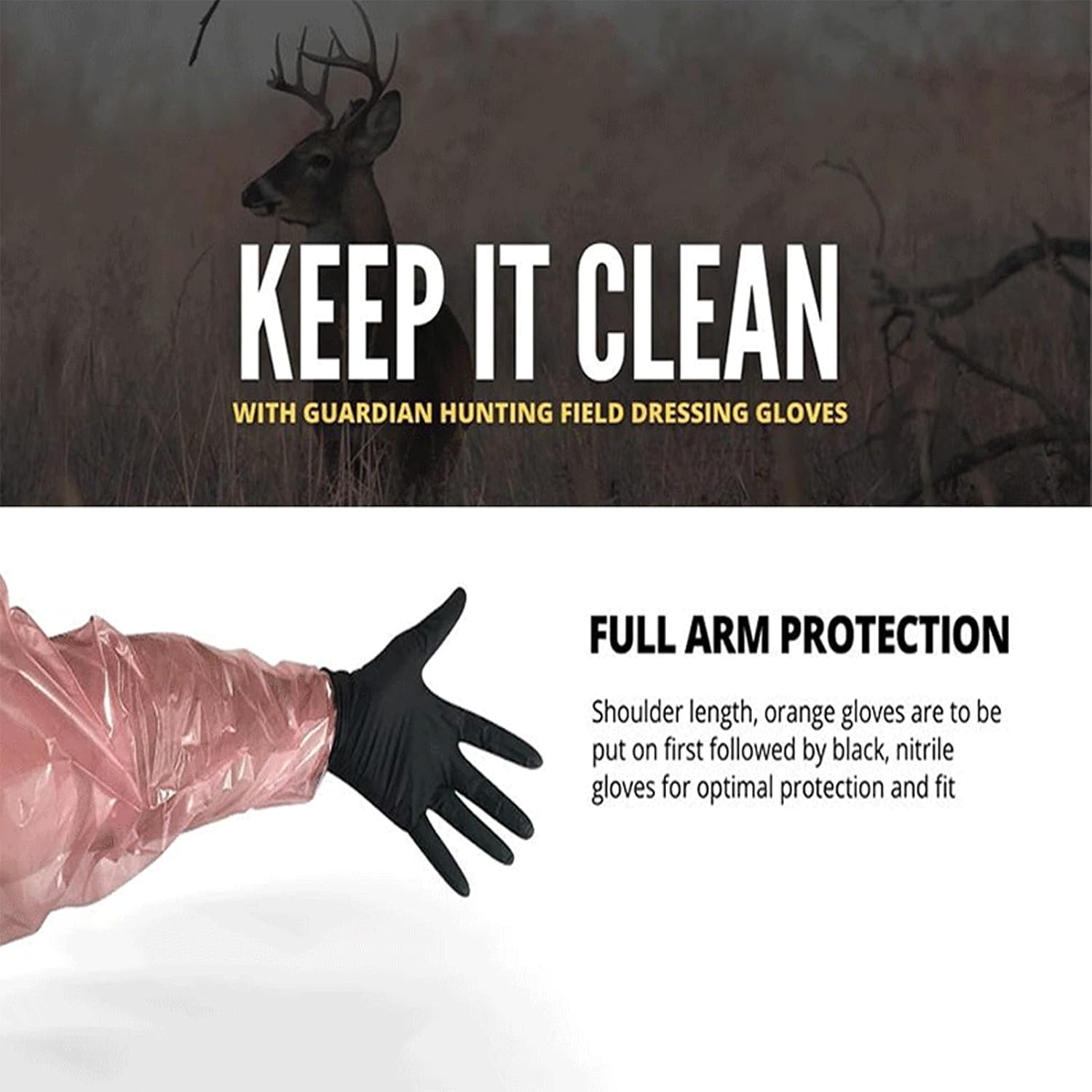 24 Pairs Field Dressing Gloves Kit for Deer Gutting and Cleaning, Includes Long and Short Nitrile Gloves