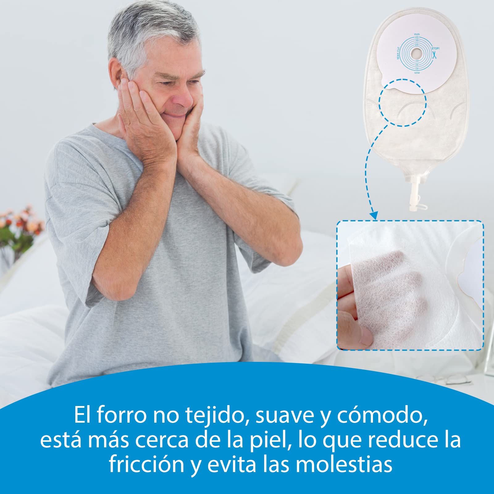 Bolsa Para Estoma Una Pieza Urostomía Suministros Diseño Antirretorno Cortar 15-45 Mm