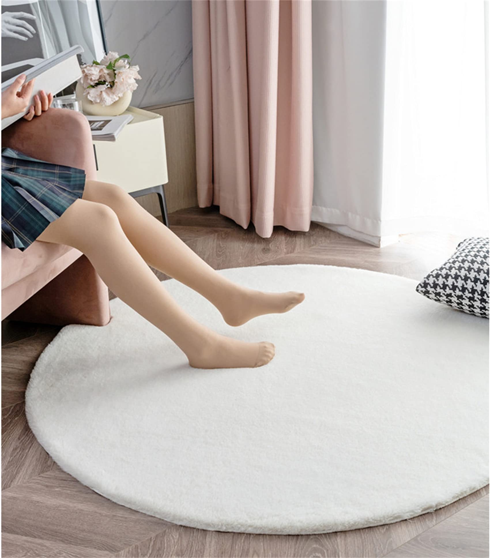 Shaggy Area Morbida Tappeto Rotondo Tie-Tinto in Finto Pelliccia di Pelliccia Indoor Fluffy tappeti Antiscivolo Moderno Home Decor per Camera da Letto,Marrone,160cm