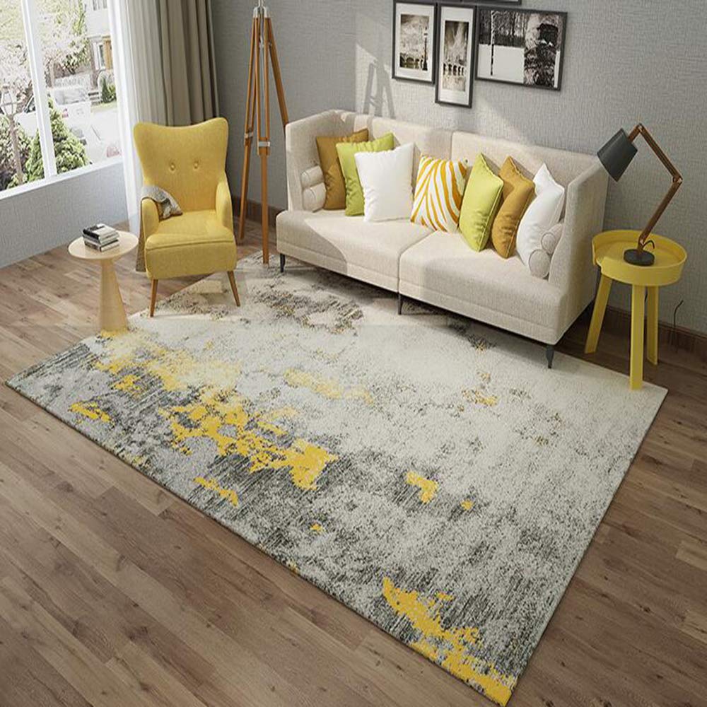 Tapis de salon lavable et résistant à la décoloration en polyester Love Home G