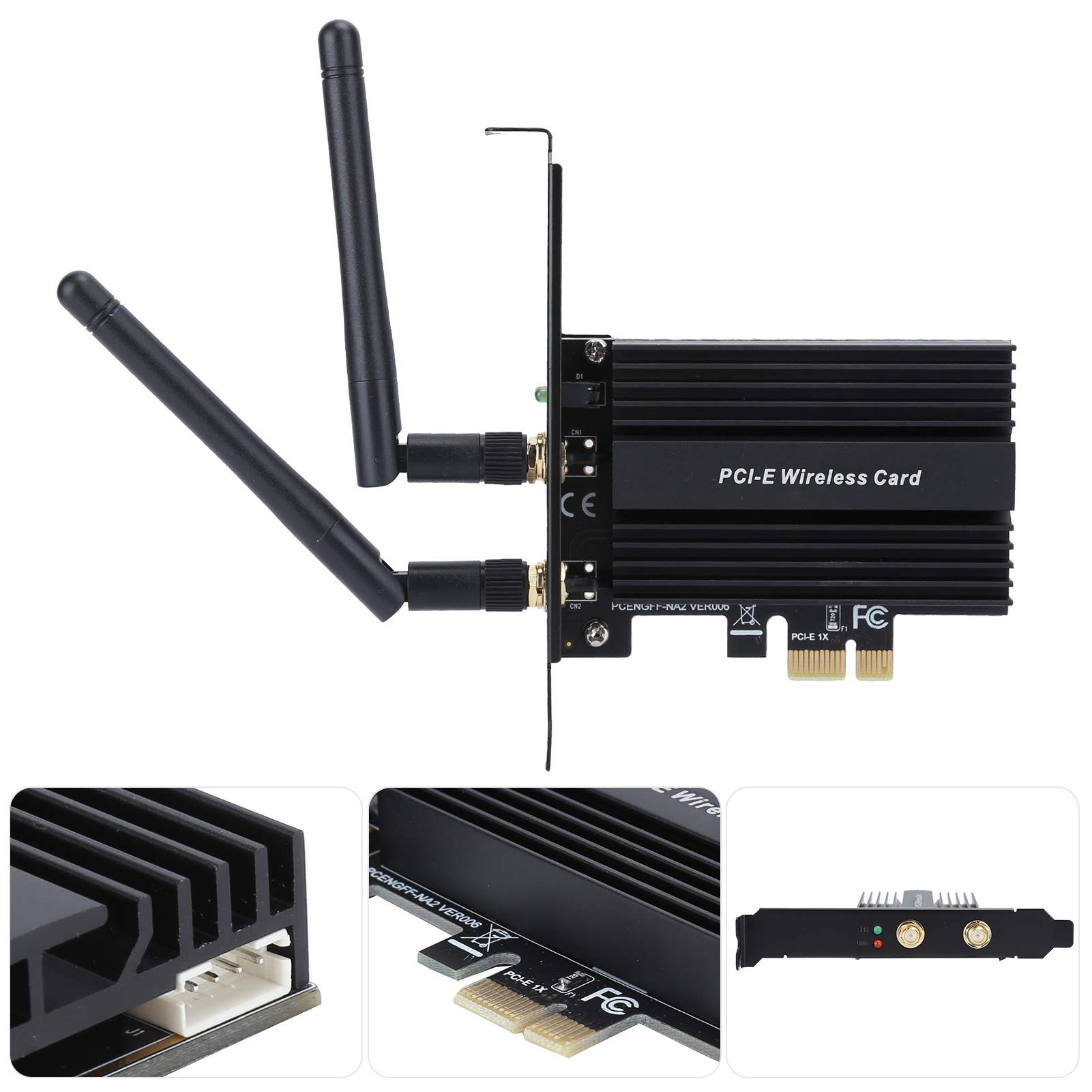 Sxhlseller Adaptateur WiFi 6 PCIe 3000 Mbps avec Bluetooth 5.0 |Carte Réseau de Bureau AX200 Pro Double Bande 2,4 G/5 GHz 802.11ax pour 10 64 Bits (Black)