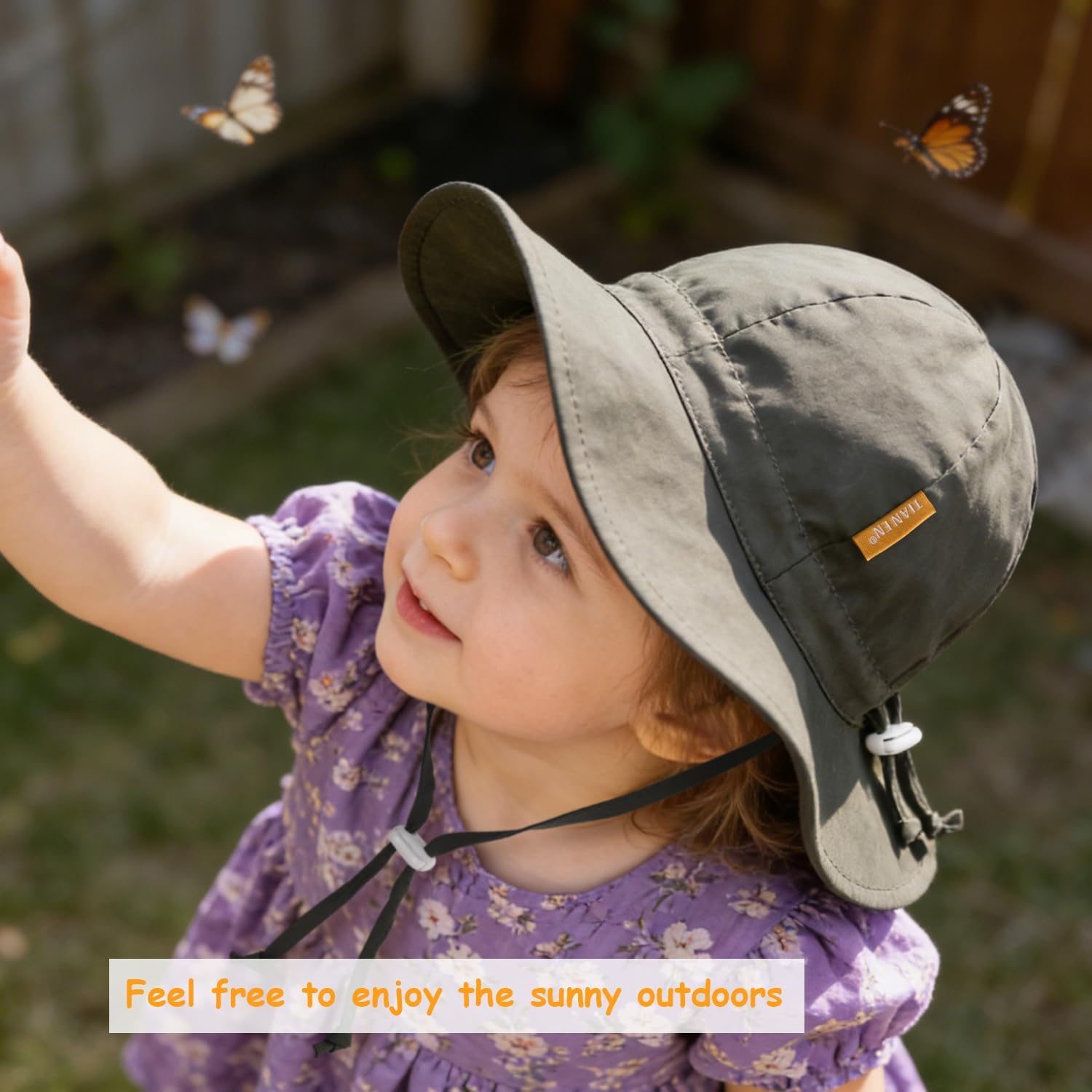 Baby Girl Sun Hat with UPF 50+ Outdoor Adjustable Toddler Beach Hat with Wide Brim Bucket Hats for Kids - Image 3