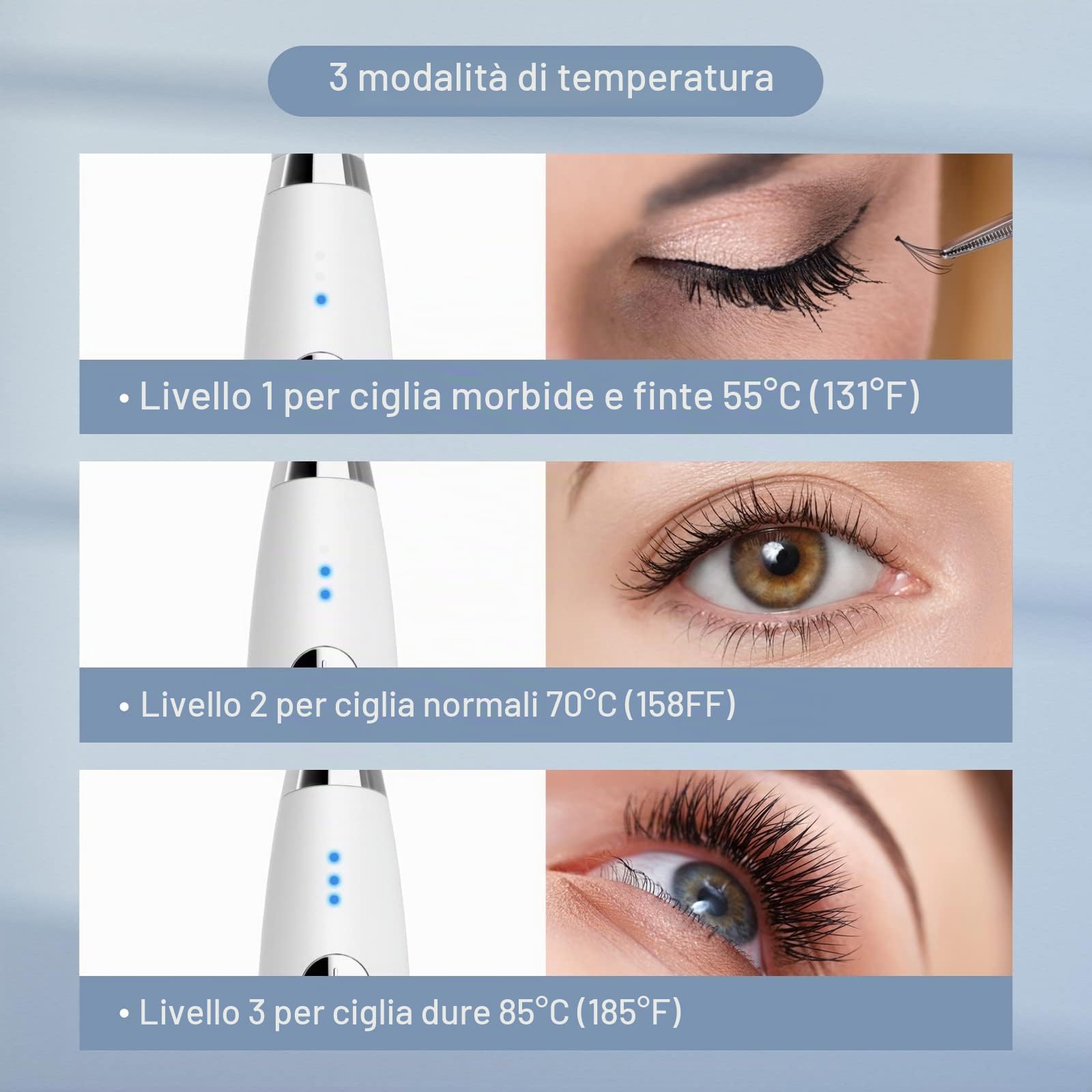 TOUCHBeauty - Piegaciglia riscaldato elettrico ricaricabile USB, 3 impostazioni temperatura, pettine silicone, arricciatura rapida, per ragazze e donne
