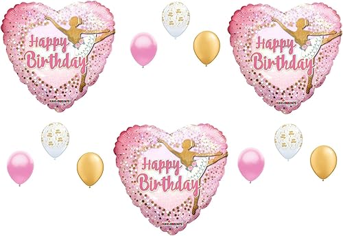 Bailarina bailando feliz cumpleaños fiesta globos decoración suministros oro rosa