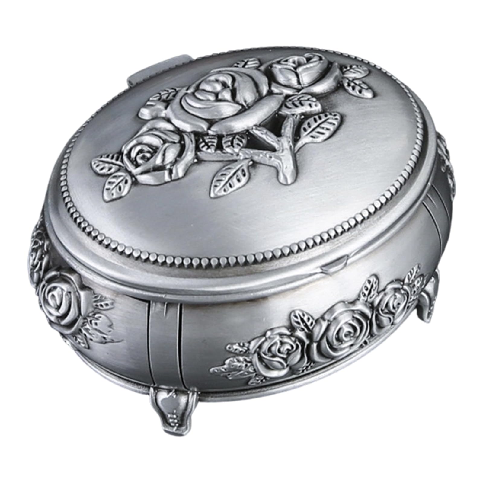 Kalttoy Sturdy Enameled Coated Metal Jewelry Holder with Floral Designs and Rhinestones Detail Floral Pattern Jewelry Planner