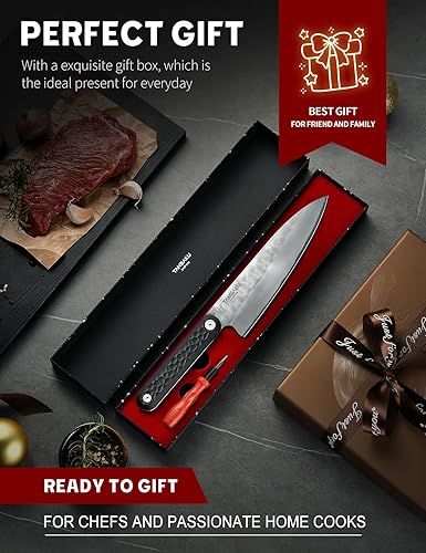 Miniatura 7 de Chef Knife - 8 inch blade - Hand Forged AUS-10 Japanese Steel - Razor Sharp - Kitchen Cooking Chef's Knife for Home, Restaurant - Full Tang - with