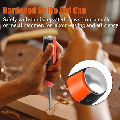 Miniatura 4 de Juego de herramientas de cincel de madera de 4 piezas, cinceles de acero CR-V resistentes, 14 pulgadas, 12 pulgadas, 34 pulgadas, 1 pulgada cinceles