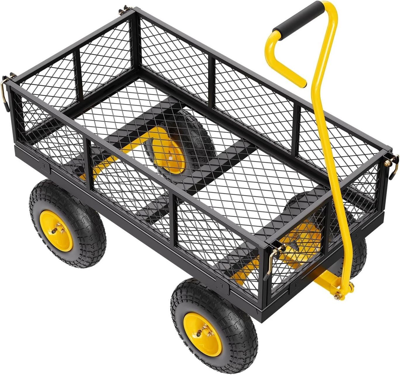 Steel Garden Cart 500lb Capacity Heavy Duty Yard Wagon Utility Cart 10in Tires