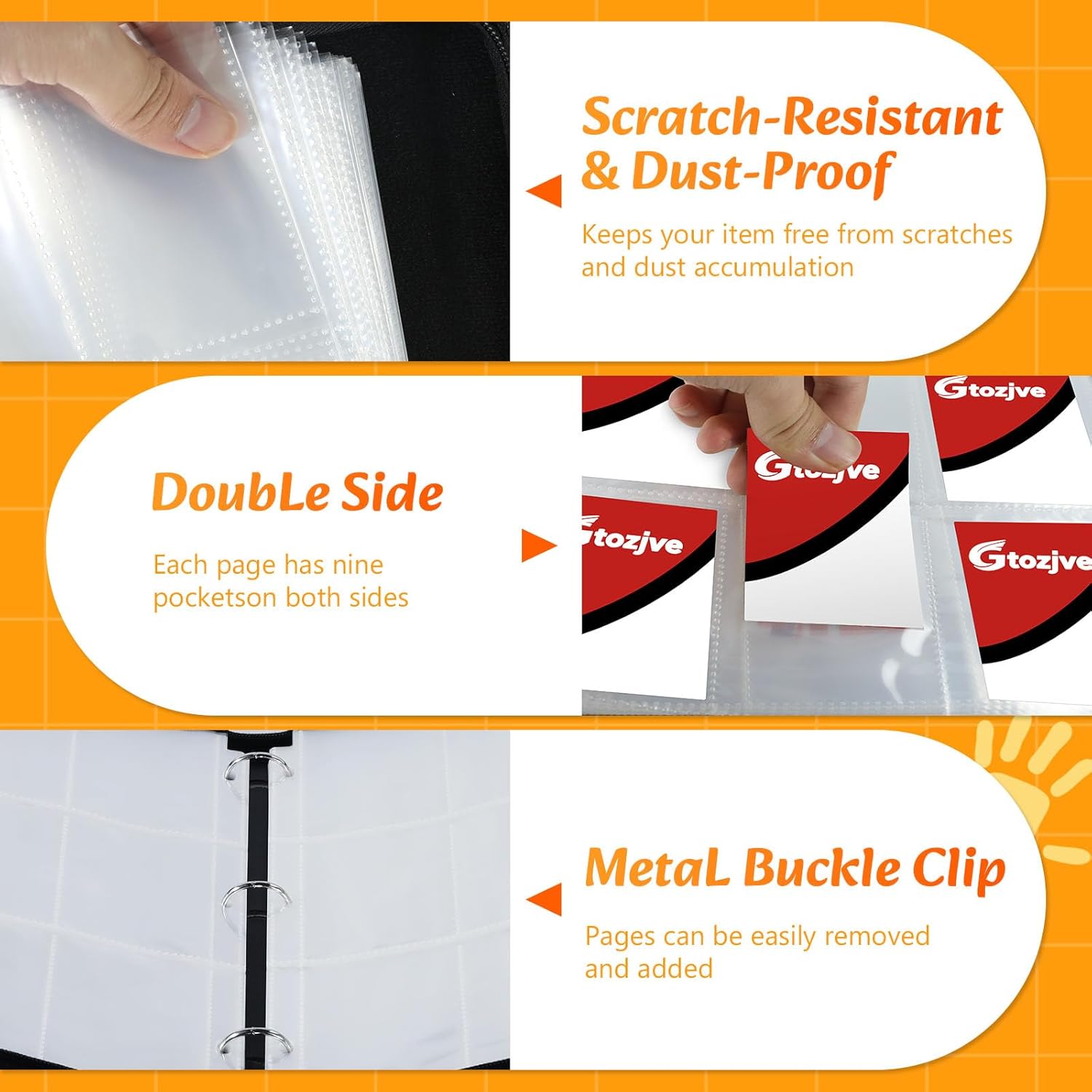 9 Pocket Trading Card Binder for Pokemon MTG Yu-Gi-Oh TCG, Fits 900 Cards With 50 Removable Double-Sided Pages, Portable Collection Card Album for Gift, Red White Black Tri-Color