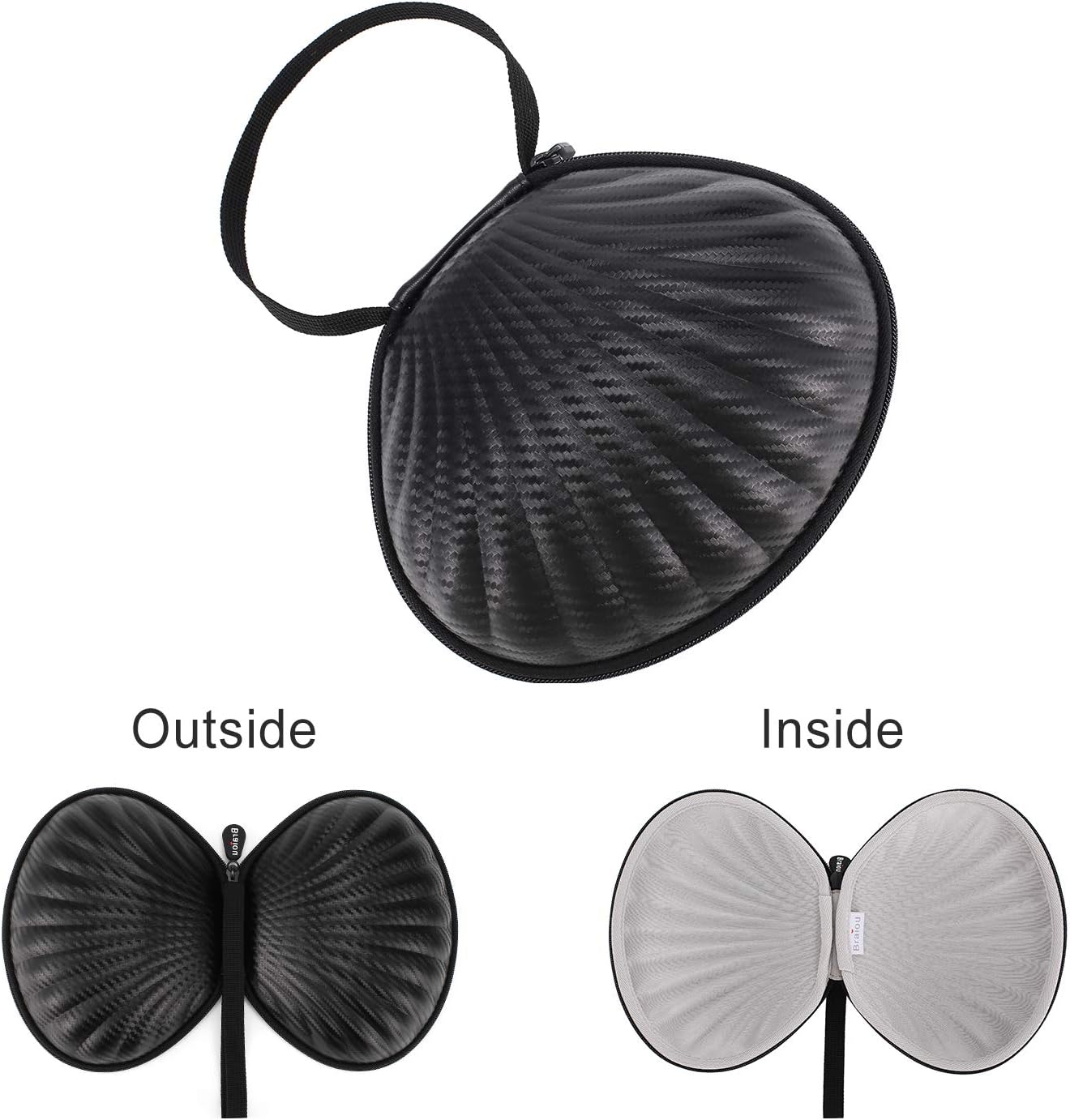 Hard Shell Travel Case for Self Adhesive Silicone Bras [A-C Cup] Premium Nubra Organizer Portable Lingerie Underwear Storage Bag (Black)