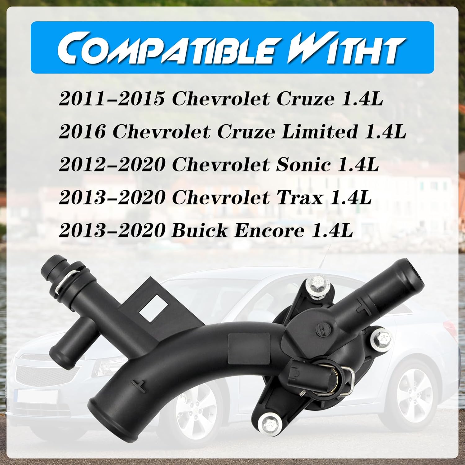 Coolant Housing Water Outlet with Inlet Hose and Oil Cooler Hose, Compatible with Chevrolet Cruze 2011-2015, Sonic 2012-2020, Trax 2013-2020, Buick Encore 2013-2020,1.4L, Replace# 25193922 55565334