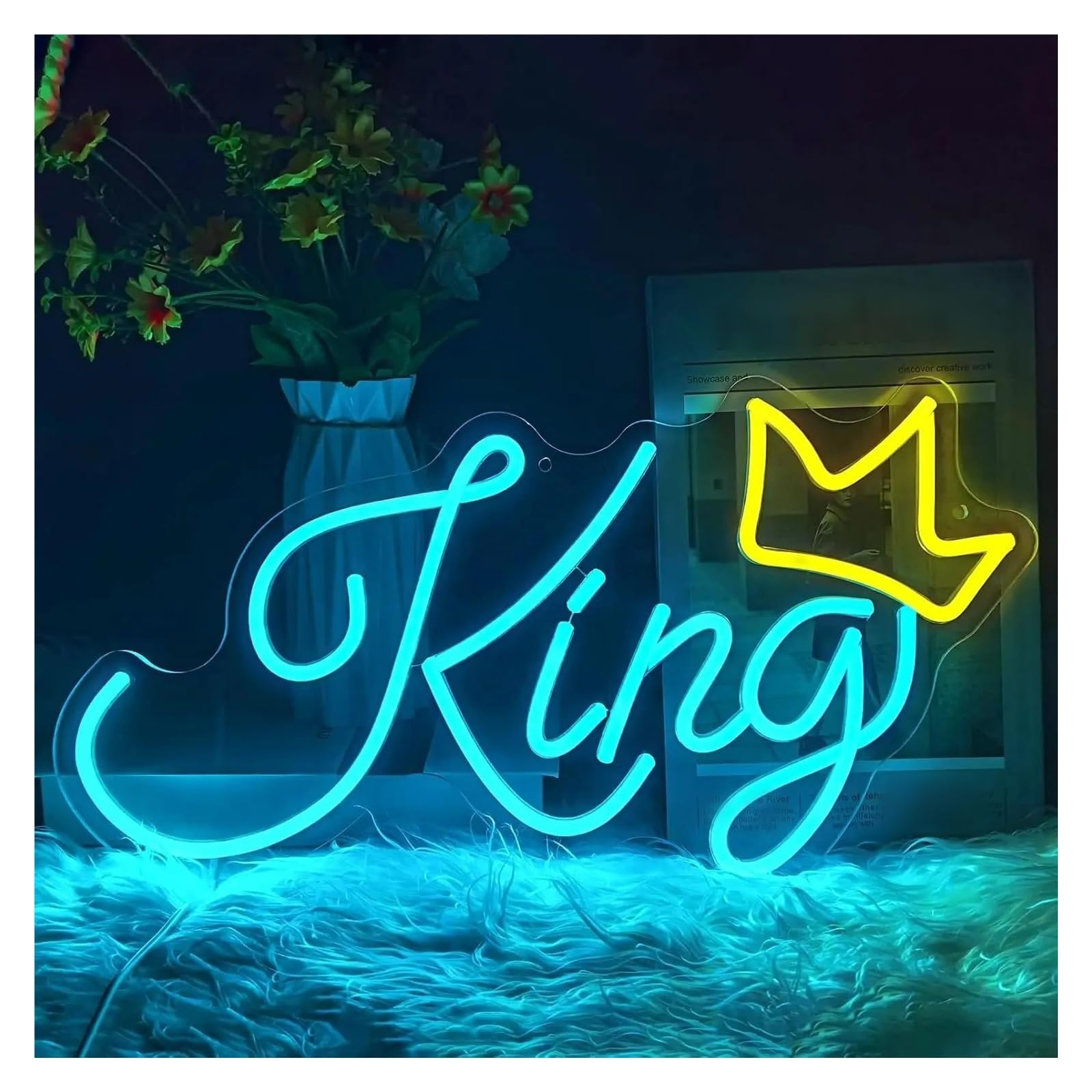 Insegna al Neon Insegna Al Neon King, Corona Luminosa A, Estetica, Alimentata Tramite USB, Decorazione Da Parete Per Bambini, Ragazzi, Cameretta, Feste, 22cmх40cm