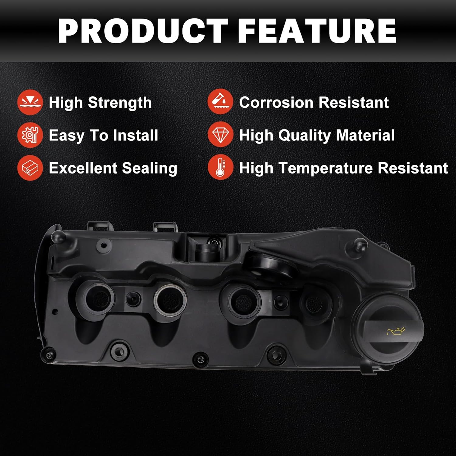03L103469R Engine Valve Cover Compatible with Volkswagen VW Passat 2012-2014 L4 2.0L Fit Diesel Engine with Oil Filler Cap, Bolt and Gasket
