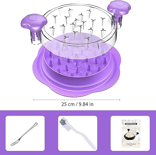 Miniatura 37 de Trituradora de pollo, trituradora de pechuga de pollo grande, herramienta giratoria con cepillo y tenedor; máquina trituradora de carne visible