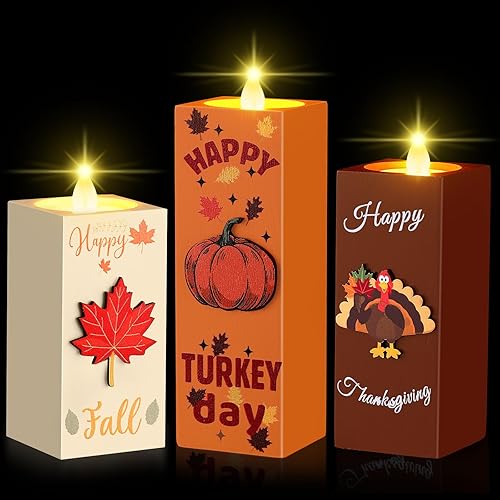 Miniatura 8 de 3 portavelas de Navidad, candelabros de madera, decoración de otoño, Navidad, centros de mesa rústicos para el hogar, mesa, oficina, bandeja