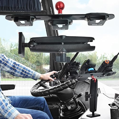 Miniatura 7 de HYS Soporte de tableta resistente para camión y vehículo, base de taladro Walkie Talkiesoporte de micrófono de mano con brazo de aluminio para