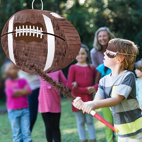 Miniatura 6 de Hooqict Piñata de fútbol con palito de piñata y decoración para fiestas con los ojos vendados, suministros de fiesta de cumpleaños para niños y