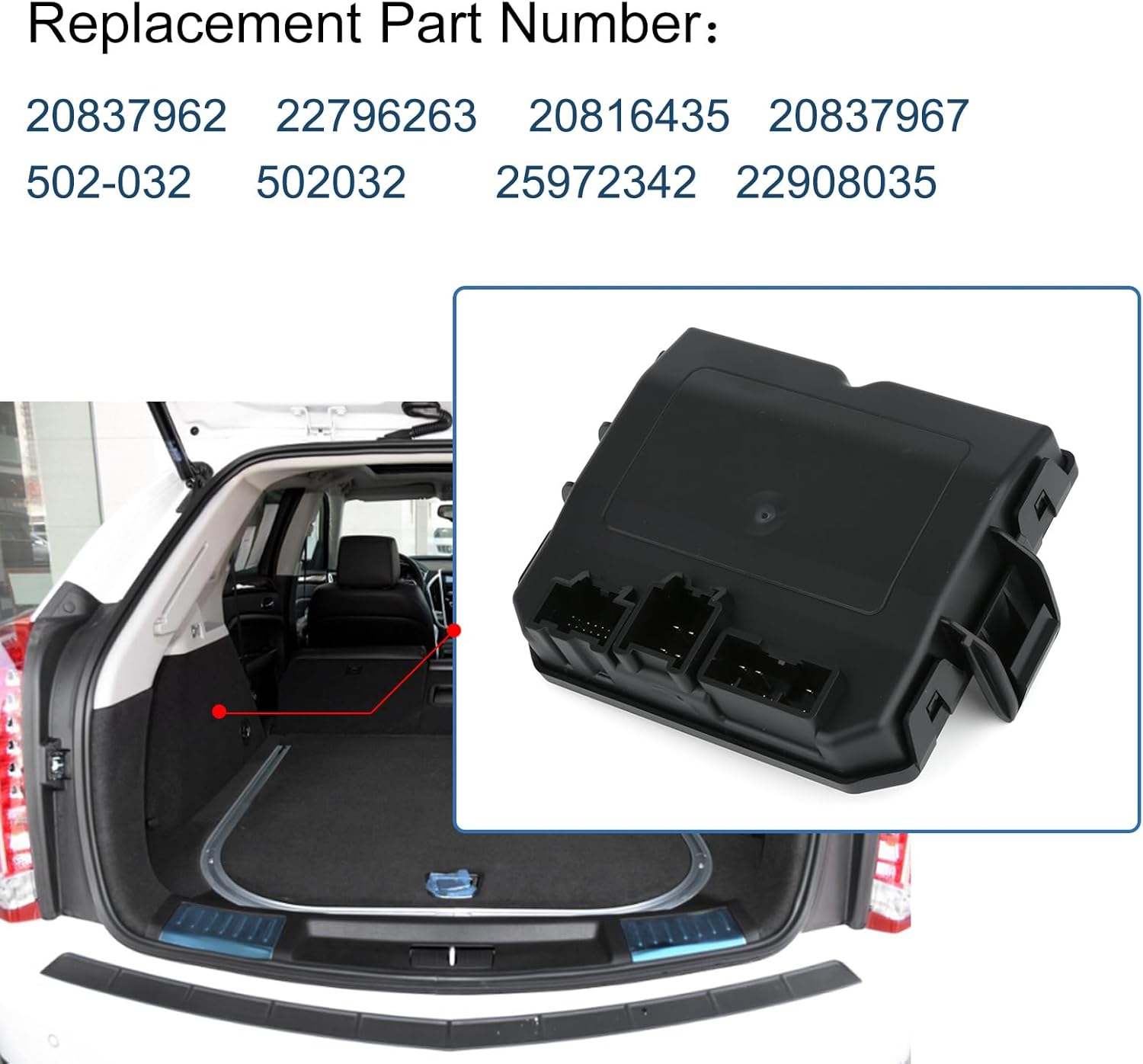 Power Rear Liftgate Control Module, Fit for Cadillac SRX 2010 2011 2012 2013 2014 2015 2016 Replaces# 502-032 20837962 20816435