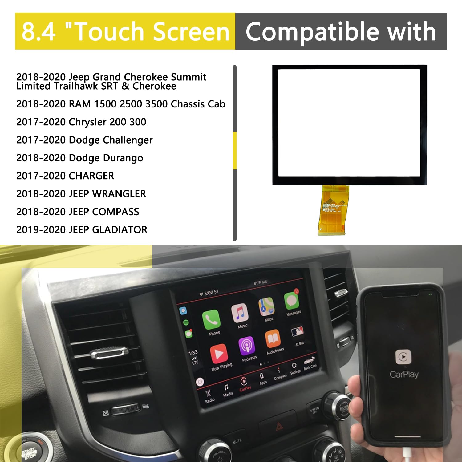 8,4 Zoll 4C UAQ LCD-Display Mit Touchscreen LA084X01 Für Chrysler Dodge Jeep Uconnect 4C Radio-Navigation