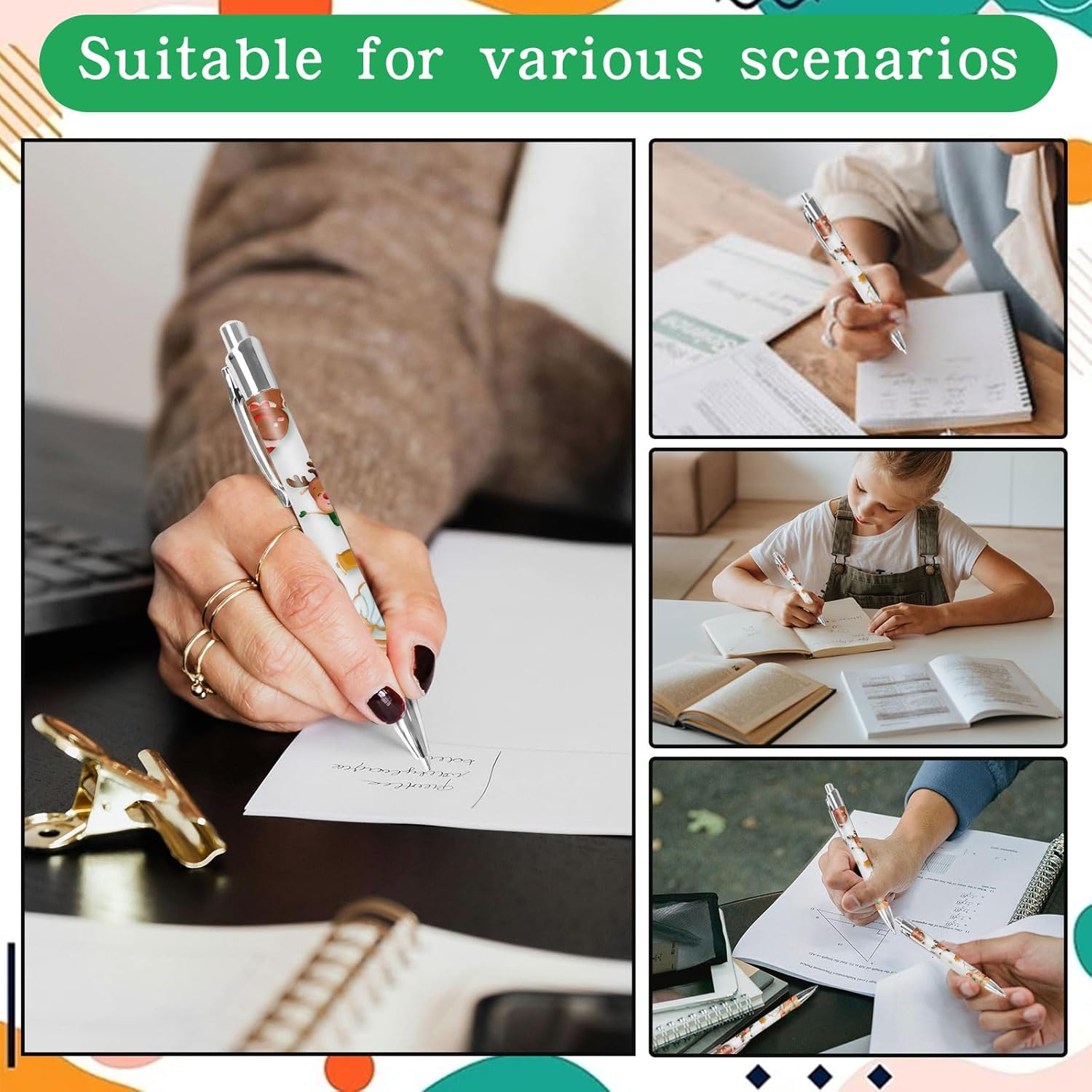 100 Pcs Sublimation Pens Bulk Diy Christmas Personalized Pens Heat Transfer Ballpoint Pen with Shrink Wrap White Blank Aluminum Customized Clip Pen for Office School Stationery Gift Supplies