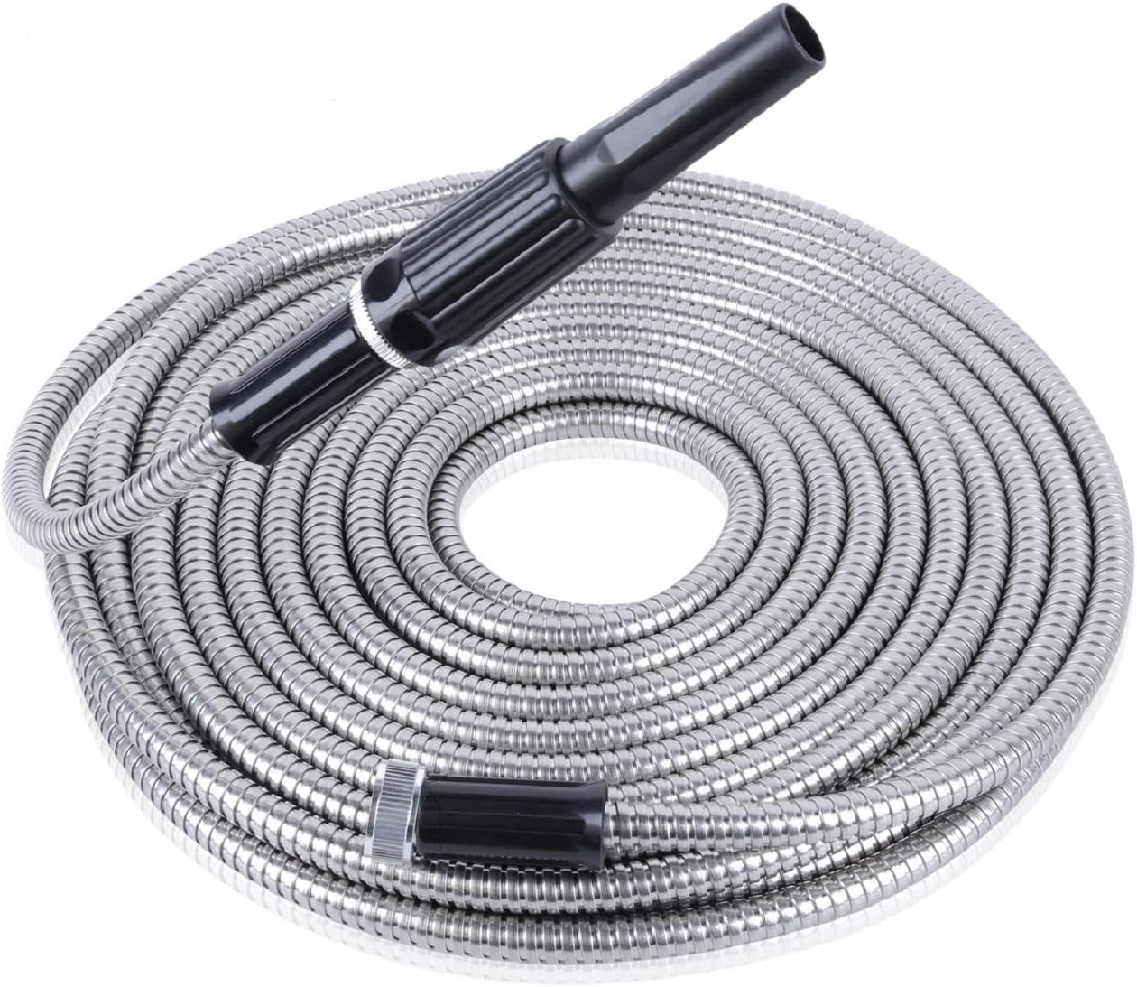 Kranich Garden Hose 50ft Metal Garden Hose 304 Stainless Steel Lightweight Kink-Free Flexible Water Hose