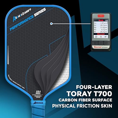 Miniatura 2 de AKS Performance Series Pickleball Paddles Set - Toray T700 Raw Carbon Fiber Pickleball Paddle with Friction Surface, 16mm Powerful Polymer Core,