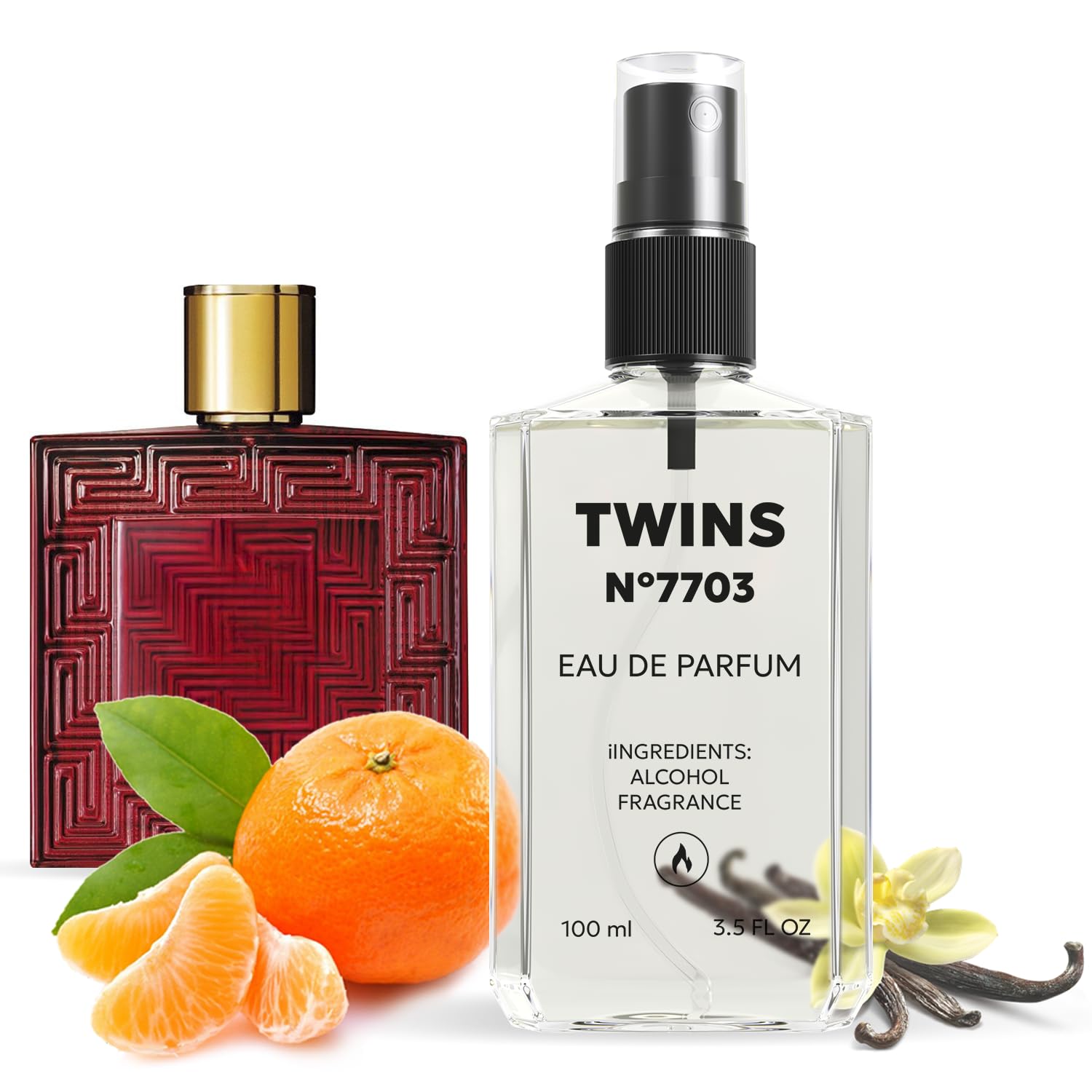 TWINS Impression of Eros Flame | Perfume for Men Eau de Parfum | No.7703 | 3.4 Fl Oz / 100 ml