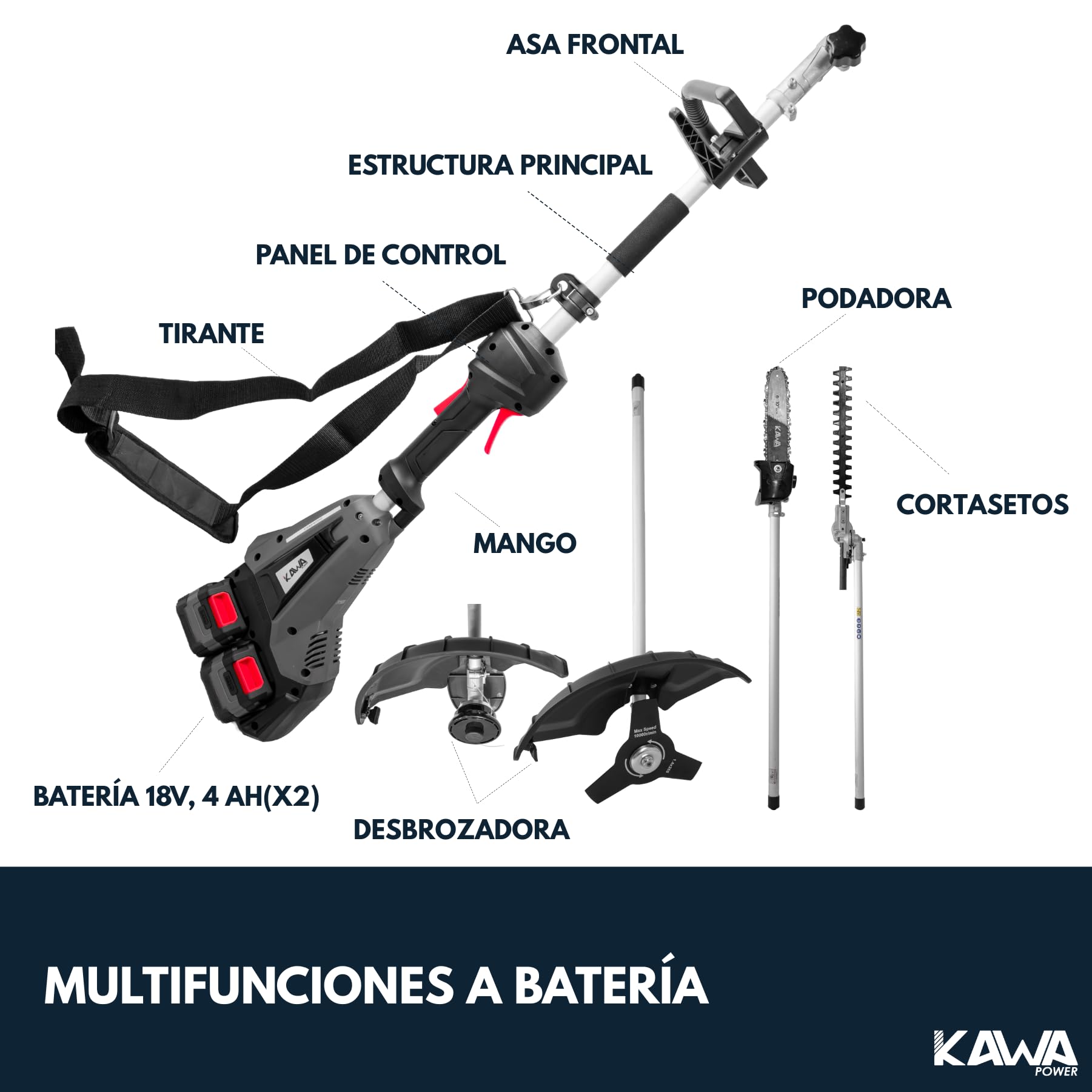 Kawapower Multifunciones A Batería 36v 2x4ah 18v 1000w