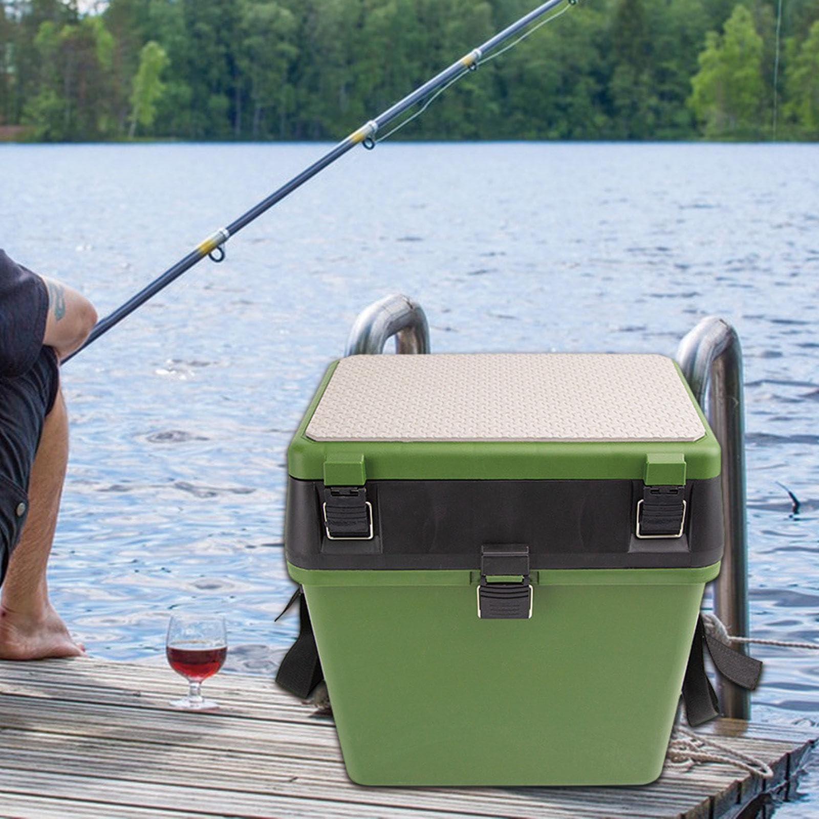 Caja de Pesca Multiusos con Capacidad de Carga de 100 Kg, Asiento Y Estuche para Señuelos de Pesca para Aficionados.