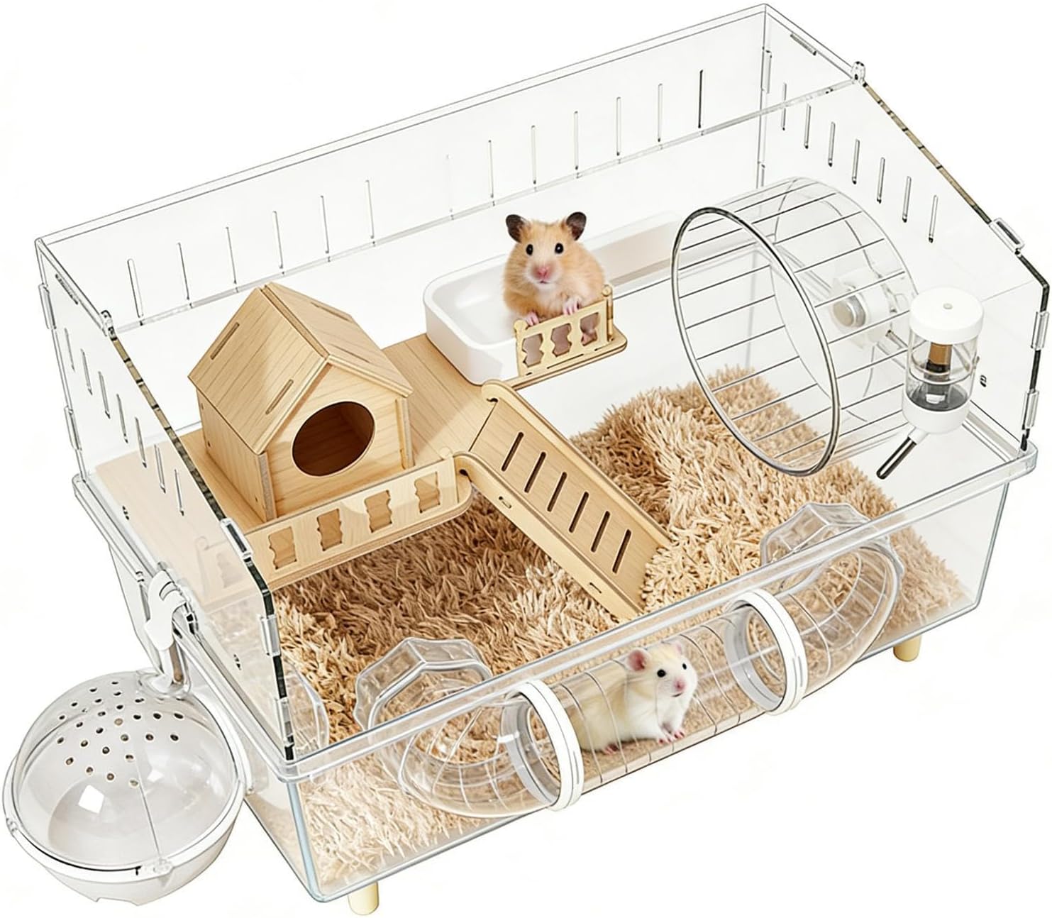 Clear Acrylic Hamster House, Small Animal Habitat & Hedgehog Cage, Safe Fun Enclosure for Activity, Rest, Play, Sleeping, Ideal for Chinchillas, Hamsters, Hedgehogs, Small Pets